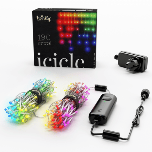 Twinkly Icicle lyskæde 190 LED istapper 5m RGB multifarve